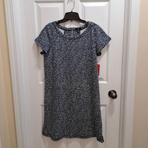 Hatley Polka Dot Dress Short Sleeved Blue White Women's Medium Cotton Blend NEW